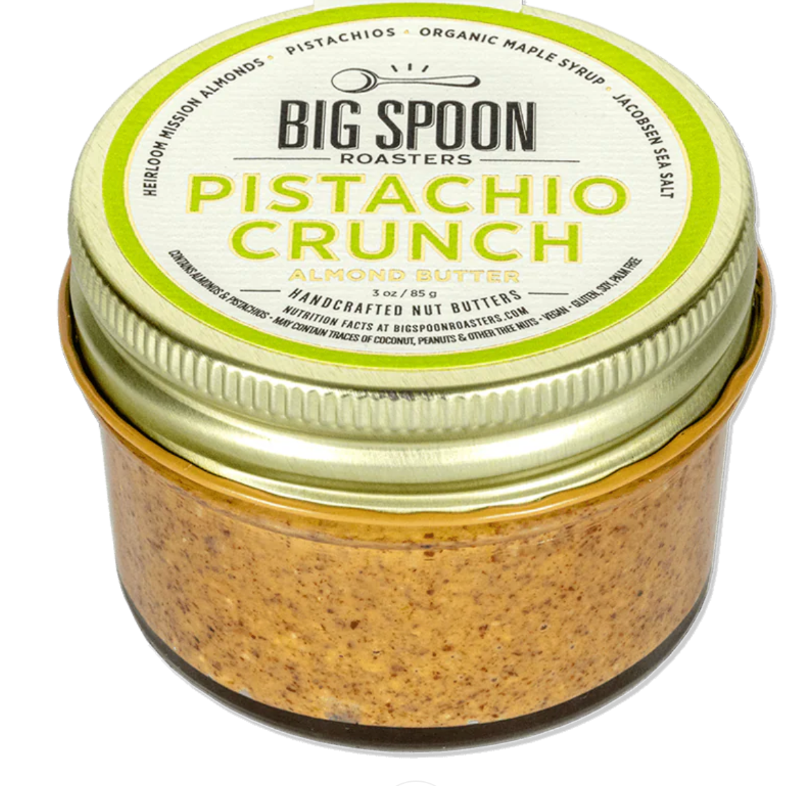 Big Spoon Roasters Pistachio Crunch Almond Butter 3 ounce jar